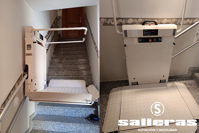 Mejorando la calidad de vida a un vecino de Sariñena con nuestra plataforma Salvaescaleras
